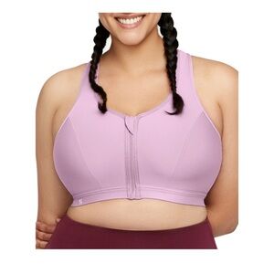 Glamorise 42G Zip Up Front-Closure Sports Wirefree Bra 9266